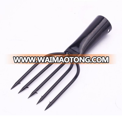 5 Tine spear for Fishing Fish Barbed Stainless Spear Head Gig BLACK FORK spearfishing hot sale